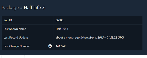 Half Life 3 Steam Database