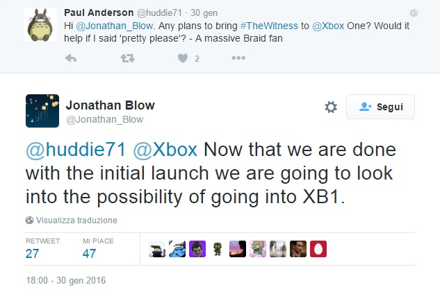 The Witness su Xbox One