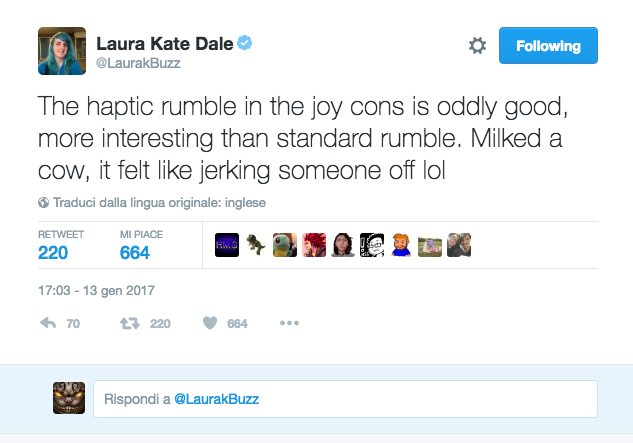 Laura Kate Dale ci dona un “parere personale” sul rumble dei Joy-Con di Nintendo Switch