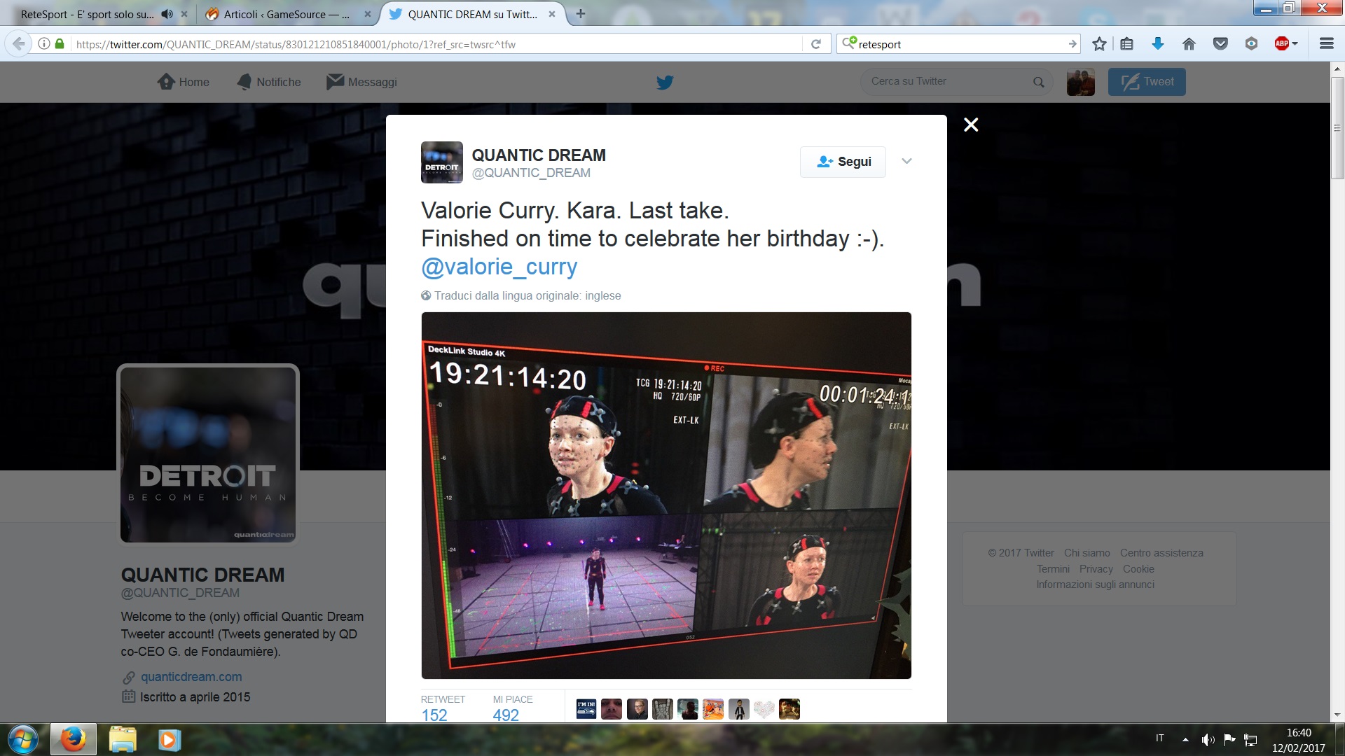 Detroit: Become Humane completato il motion capture