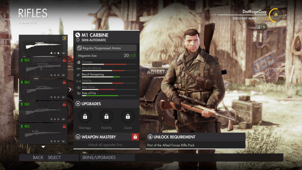 sniper elite 4 fucili di precisione rifles CARBINE