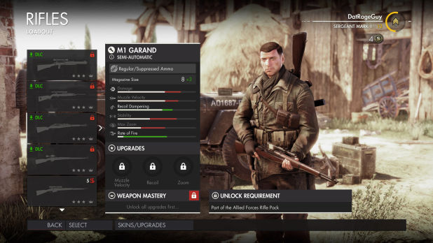 sniper elite 4 fucili di precisione rifles GARAND