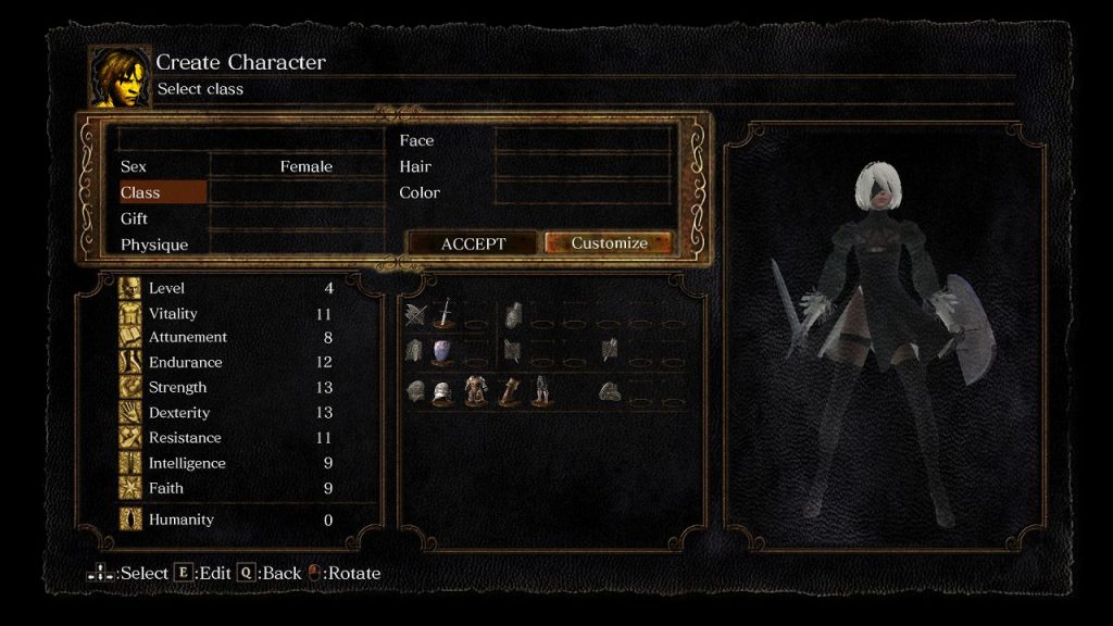 Nier Automata 2B Dark Souls Remastered