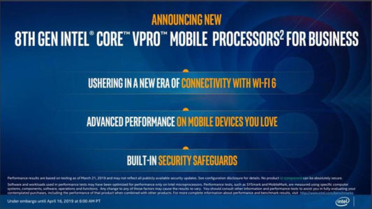 Intel mobile vPro processori di ottava generazione