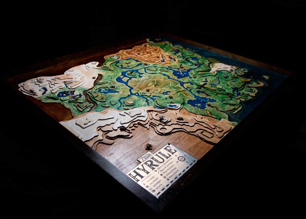 The Legend of Zelda: Breath of the Wild mappa di Hyrule in legno realizzata da un fan
