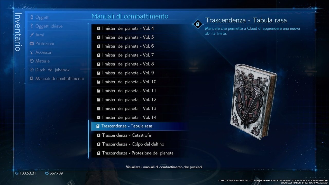 Final Fantasy VII Remake manuali Trascendenza - Tabula rasa