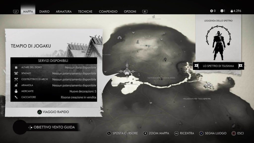 Ghost of Tsushima Cooper Fascia del Kama corrotto tempio mappa