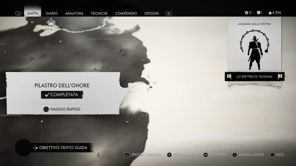 Ghost of Tsushima Tanuki scaltro pilastro onore mappa