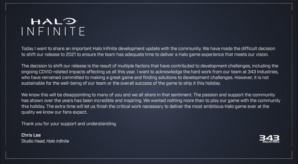 Halo Infinite Rimandato