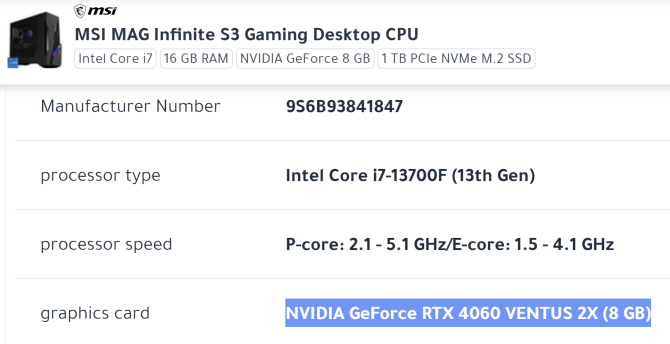 NVIDIA MSI RTX 4060 8GB di VRAM