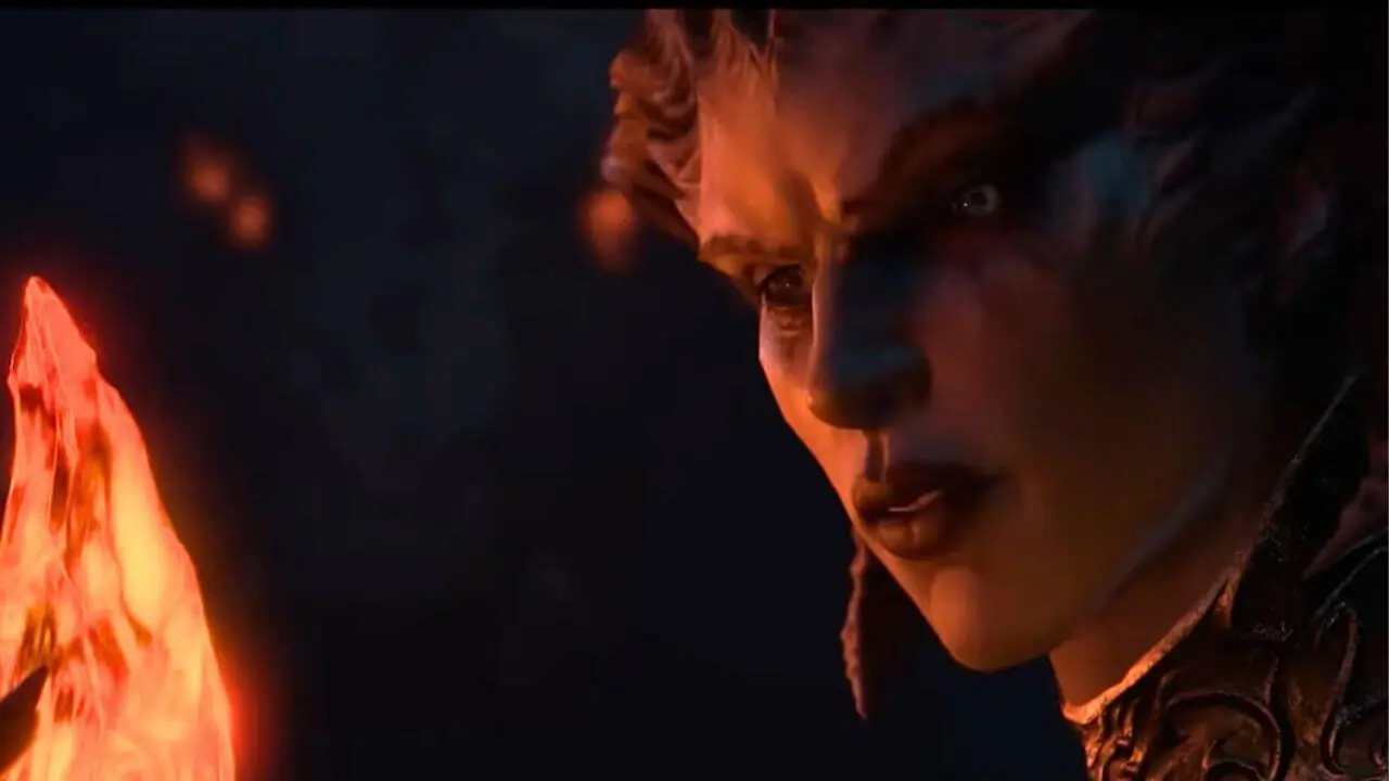 Lilith di Diablo IV guarda fuori dallo schermo, forse verso un malcapito pronto a ricongiungersi con il divino.