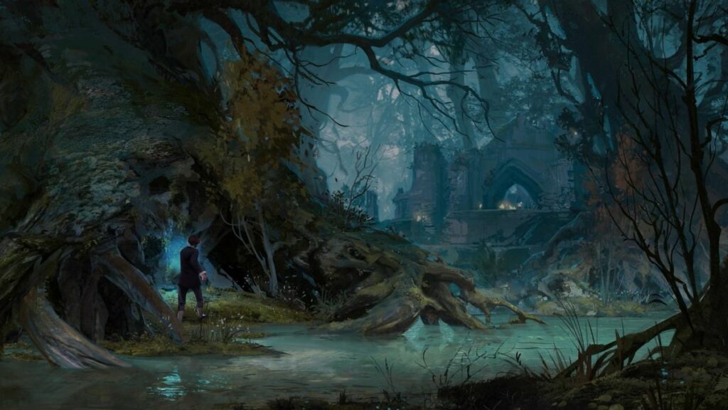 Concept art palude di Hogwarts Legacy