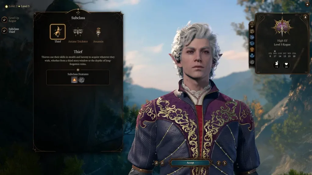 sottoclassi LADRO di Baldur's Gate 3 lo schema delle sottoclassi