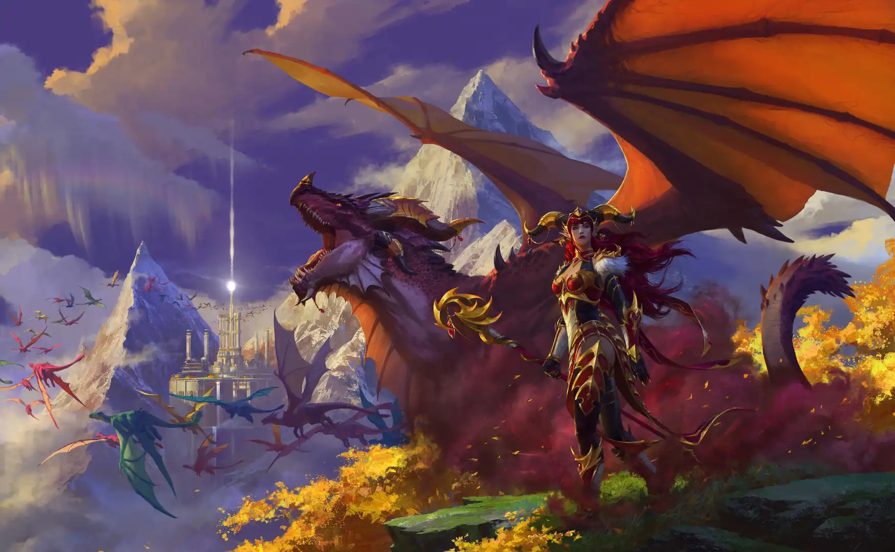 World of Warcraft Dragonflight Chris Metzen Key Art della espansione