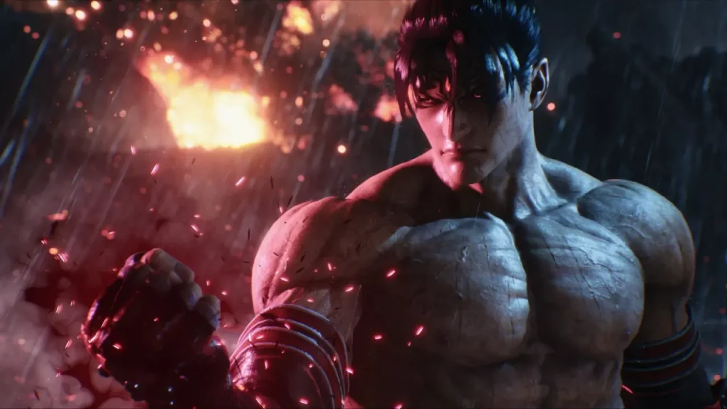 Jin Kazama in primo piano furente