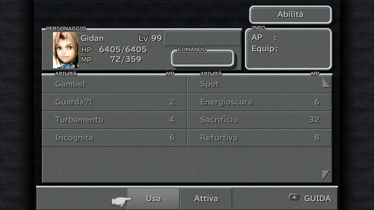 abilità azione gidan ff9