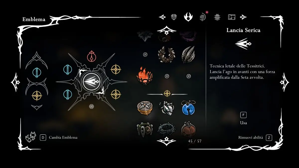 emblemi silksong - lancia serica