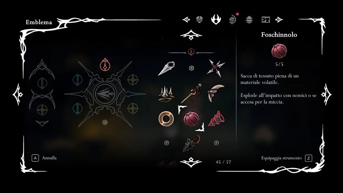 emblemi silksong - strumento rosso