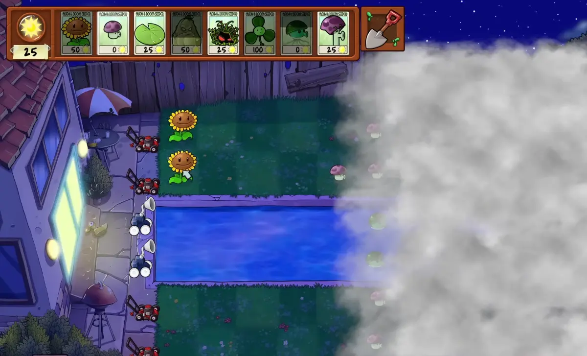 Plants Vs Zombies I livelli della piscina di notte