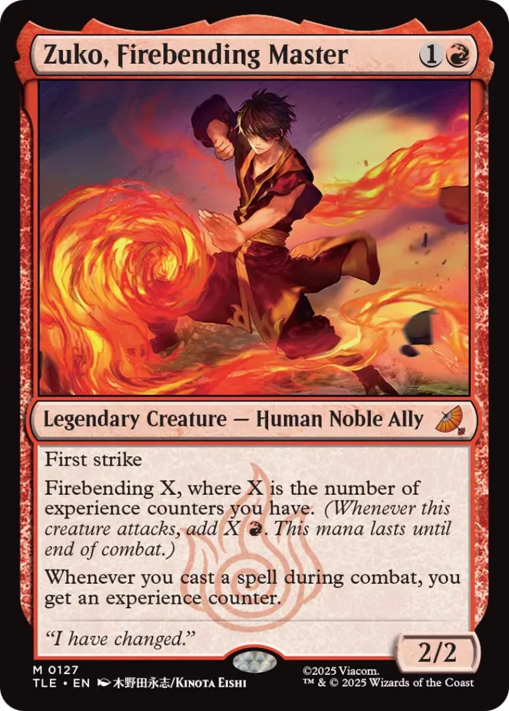 Zuko, Firebending Master mtg avatar jumpstart