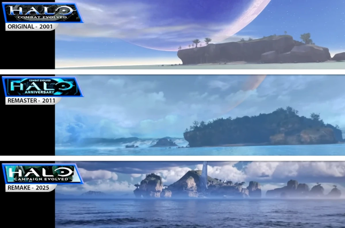 comparison grafica di Halo: Campaign Evolved con le precedenti versioni del titolo.
