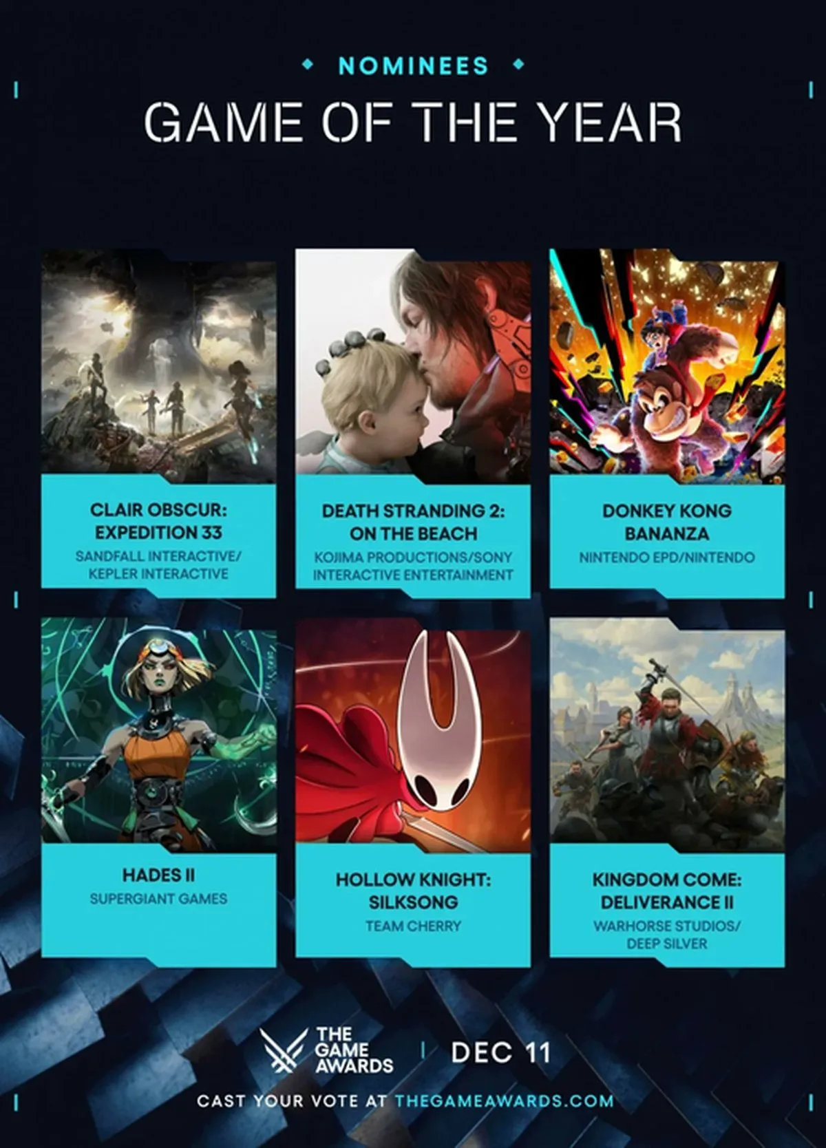 Game Awards 2025: svelati i candidati al Gioco dell’Anno