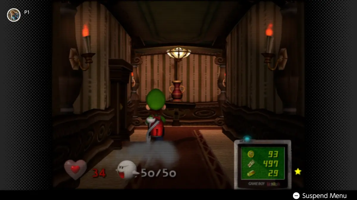 Luigi's Mansion un'esempio di illuminazione nei corridoi del gioco
