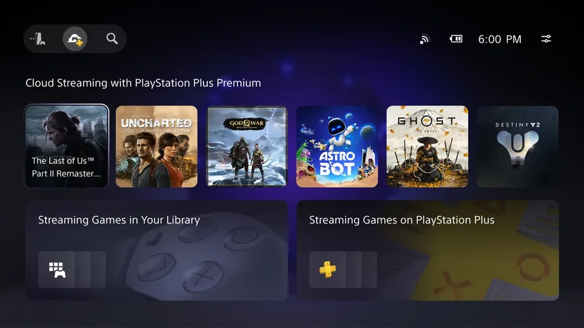 PlayStation Portal riceve il Cloud Streaming - Nuovo menu