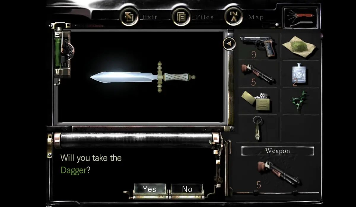 Resident Evil Rebirth Il pugnale uno degli oggetti difensivi più comuni