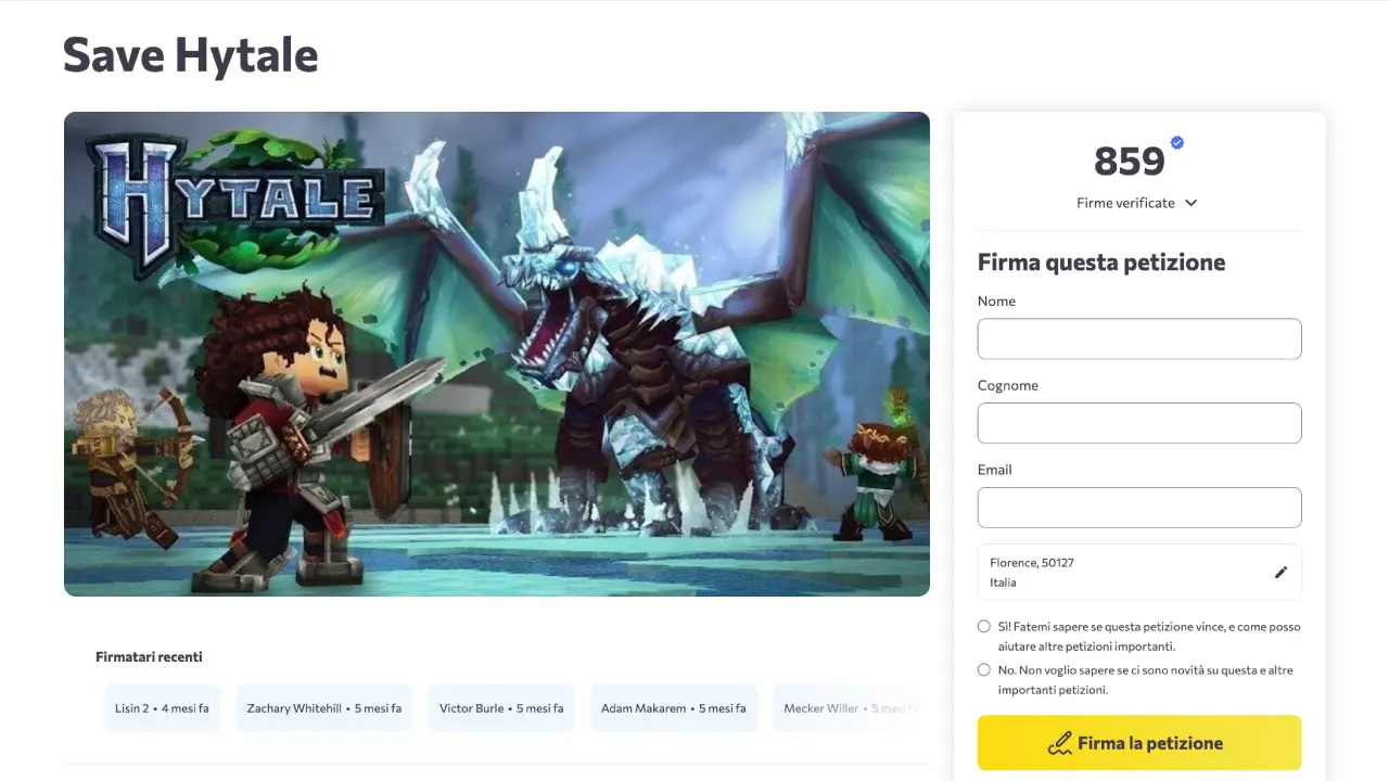 hytale petizione per salvarlo dopo la sua cancellazione