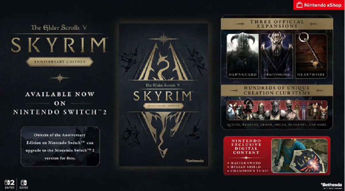 The Elder Scrolls Skyrim Anniversary Edition Offerta Contenutistica della versione Switch 2