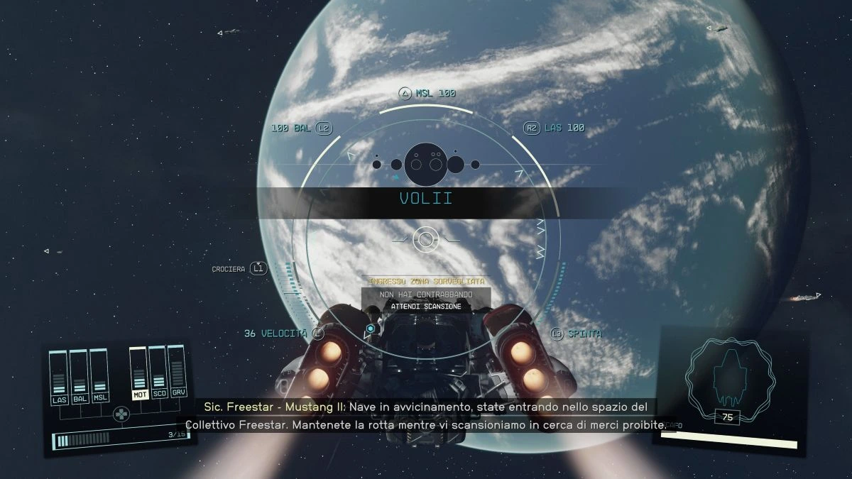 Starfield interfaccia di navigazione