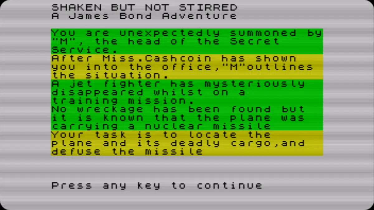 007 first light - gioco del 1982, Shaken but not stirred