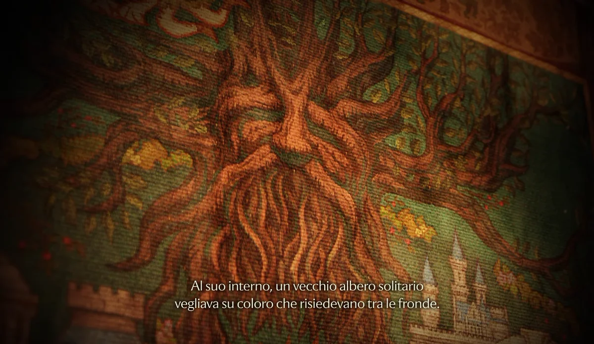 The Legend Of Zelda Ocarina of Time Il grande albero Deku raffigurato nella pergamena