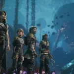 I personaggi principali di Clair Obscur: Expedition 33 immersi in un suggestivo scenario fantasy del pluripremiato videogioco.