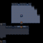 Screenshot di gioco di Dungeon Antiqua 2 con un party di personaggi 2D che esplora un dungeon buio in stile Super Nintendo.