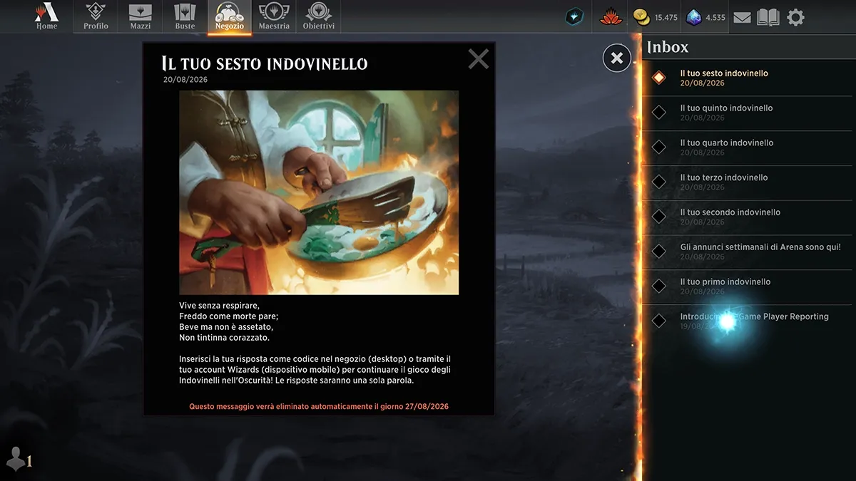 Mtg arena lo hobbit sesto indovinello