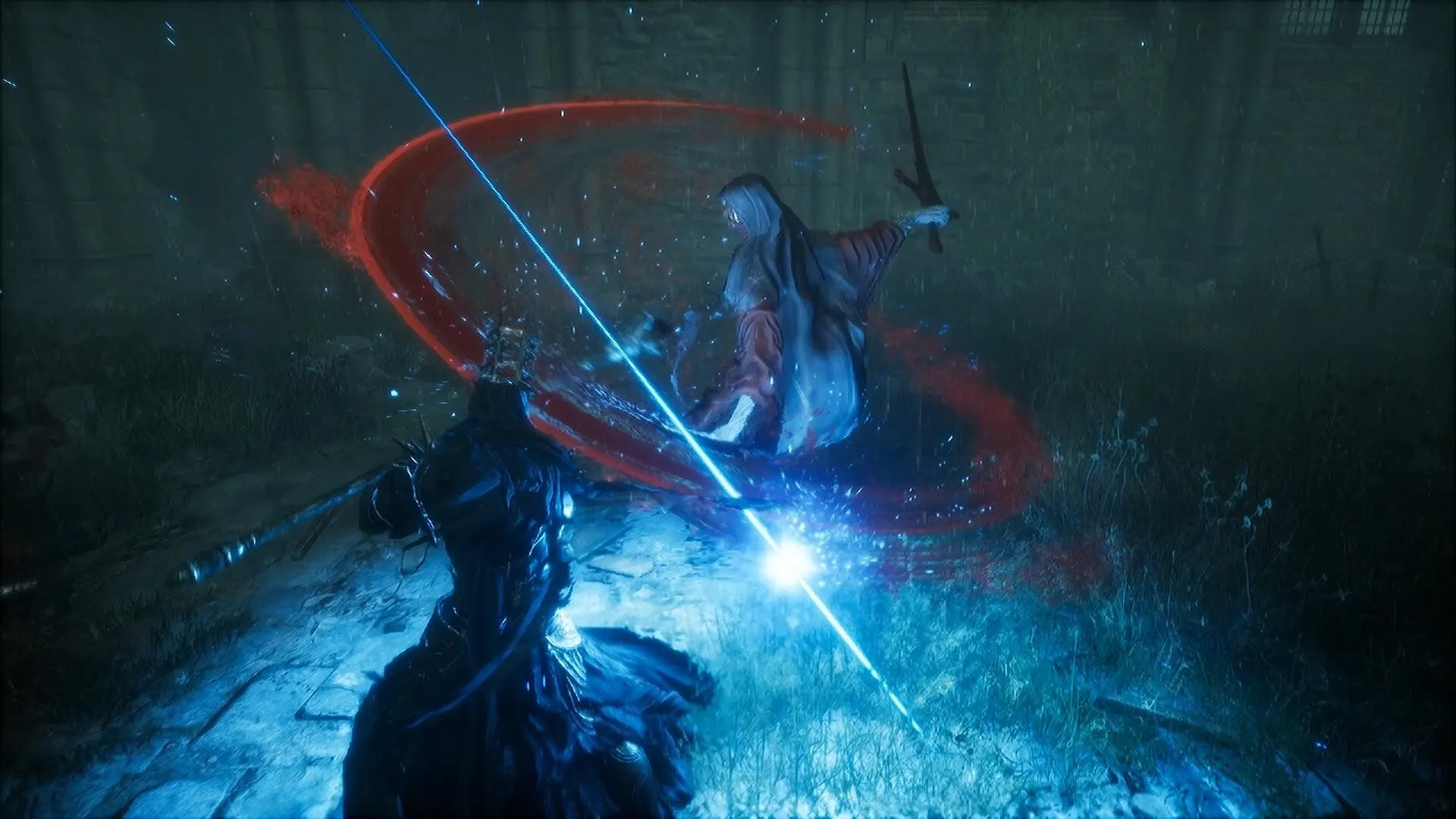 Screenshot di una boss fight in The Relic: First Guardian, dove il giocatore armato di spada magica affronta un nemico agile. L'immagine maschera bene la telecamera ballerina e l'input lag tipico di questi scontri.