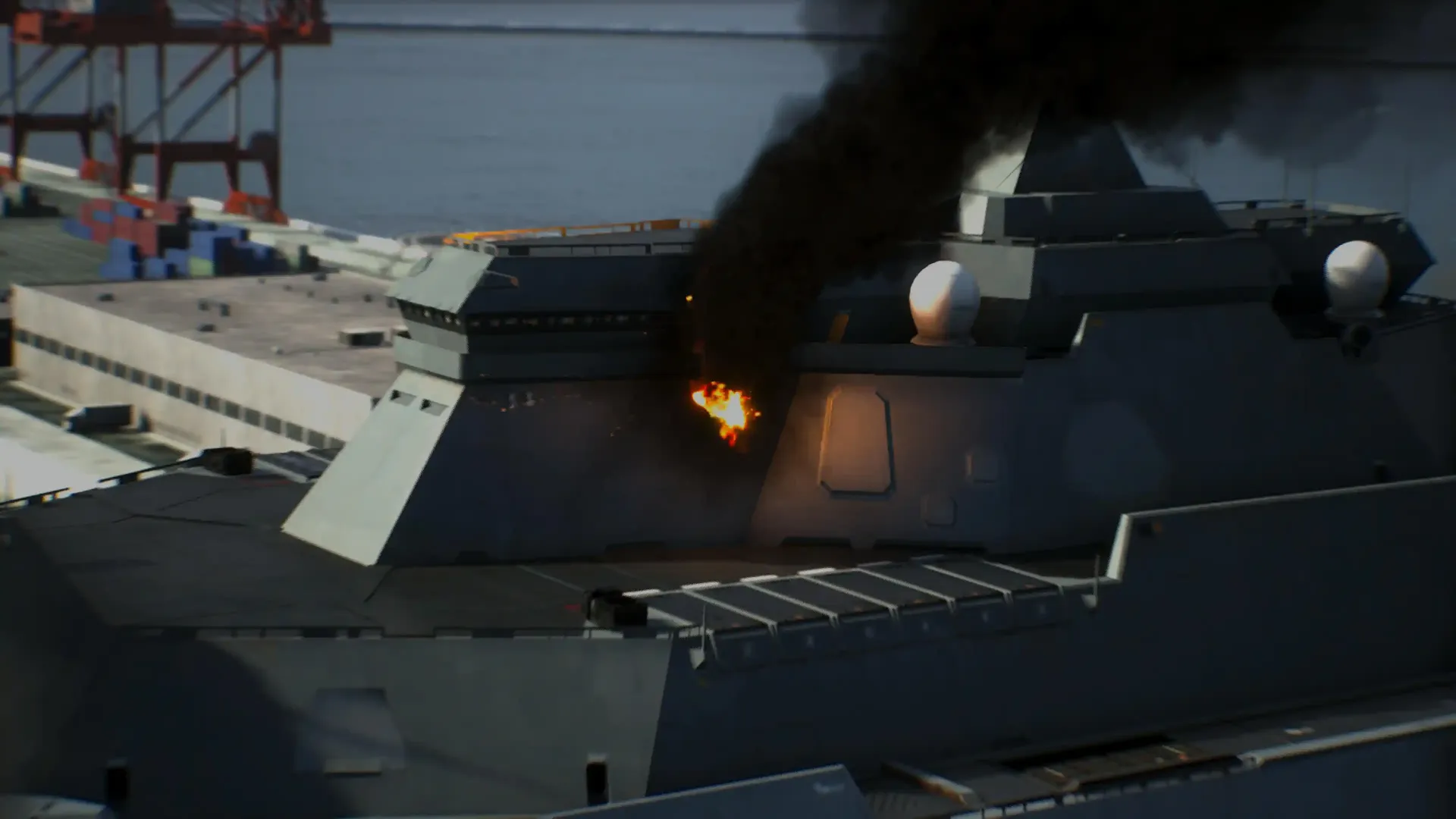 Ace Combat 8 Wings of Theve Recensione PS5 land battleship