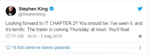 IT: Capitolo 2, la reazione di Stephen King - immagine 1 dell'articolo