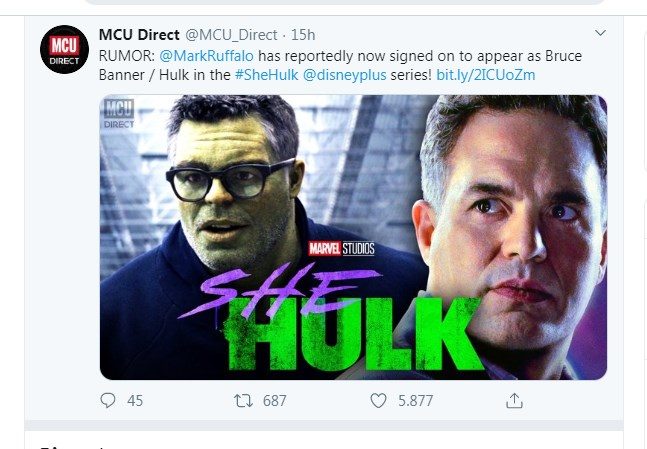She-Hulk, Mark Ruffalo avrebbe firmato per tornare nel ruolo di Hulk - immagine 1 dell'articolo